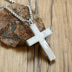 Mens  Steel  Cross   Necklace