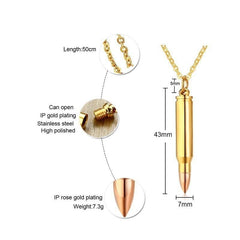 Steel Bullet Pendant Necklace for Men