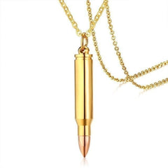 Steel Bullet Pendant Necklace for Men Gold
