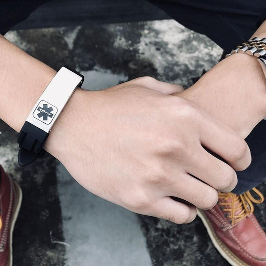 Custom Engraved Silicone Medical  Adjustable Alert Bracelet