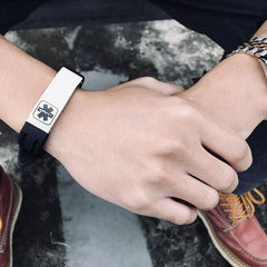 Custom Engraved Silicone Medical  Adjustable Alert Bracelet