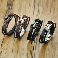 Unisex  Infinity  Leather Bracelets