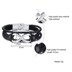 Unisex  Infinity  Leather Bracelets
