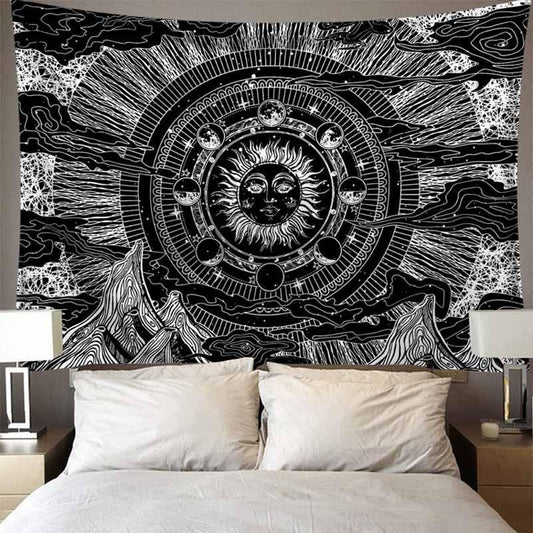 Sun  Moon and Space Wall  Tapestry