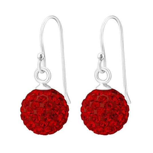 Silver Crystal Ball Earrings