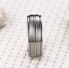 Silver Groove Titanium Ring