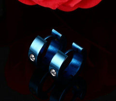 Stainless Steel Blue Cute Mens Hoop Earrings