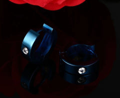 Stainless Steel  Mens Blue  Hoop Earrings
