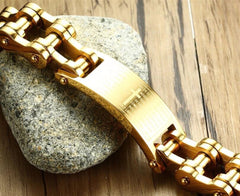 Stainless Steel Gold Heavy  Bible Verses Bracelet