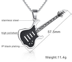Stainless Steel Guitar Pendant Necklaces for Men