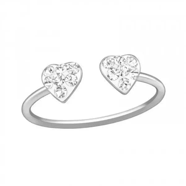 Silver Double Heart Toe Ring