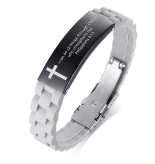 Christian Bible Verse Grey Motivational  Bracelet
