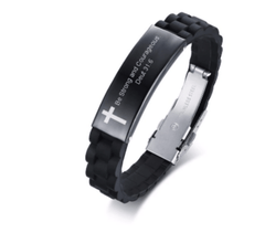 Christian Bible Verse Black Inspirational ID Bracelet