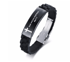 Christian Bible Verse Black Inspirational ID Bracelet