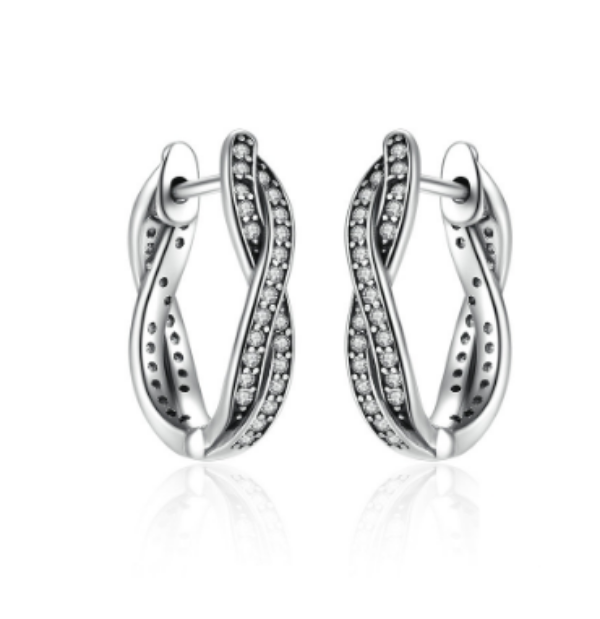 Diamante Studded Twist Hoop Earrings