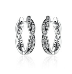 Diamante Studded Twist Hoop Earrings