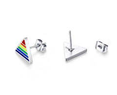 LGBT Pride Steel Triangle Rainbow Stud Earrings