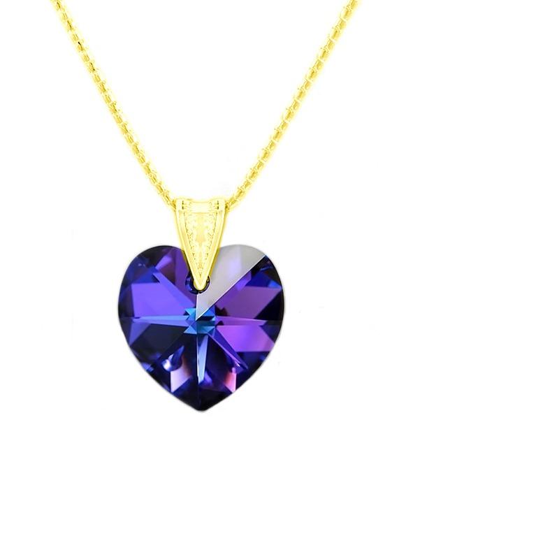 24K Gold Heart Pendant Necklace Jewellery Set Heliotrope