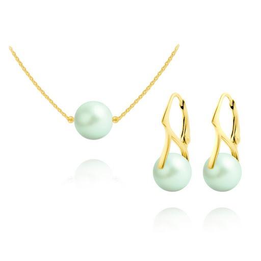 24K Gold  Pastel Green Pearl Jewellery Set 