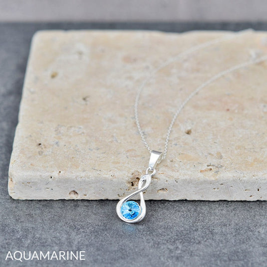 Infinity Fine Silver Aquamarine Jewellery Set