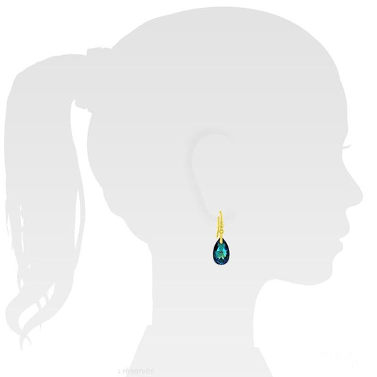 24K Gold Pearl Blue Earrings