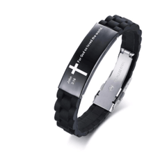 Christian Bible Verse Black Inspirational ID Bracelet