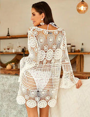 White Crochet Beach Cover Up Dress