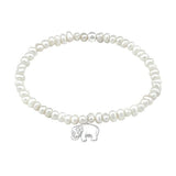 Fresh Water Pearl and Silver Elephant  Bracelet 