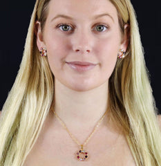 Gold Crystal Beads Necklace Set red