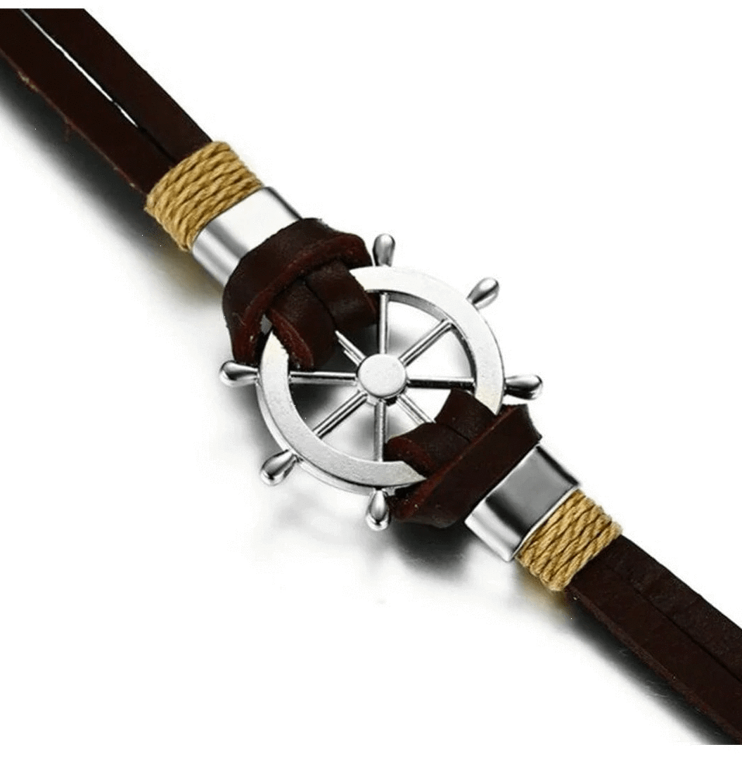 Classic Vintage Mens Leather Bracelet