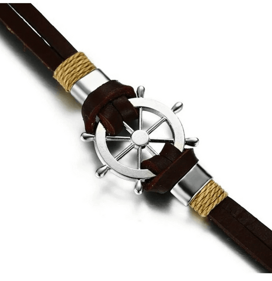 Classic Vintage Mens Leather Bracelet