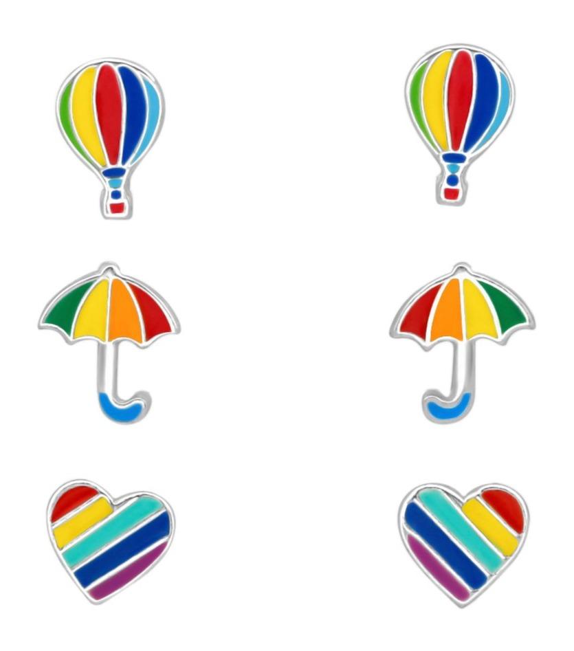 Silver Rainbow Earrings Set for Kids