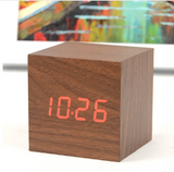 LED Digital Wooden Alarm Clock - Brown