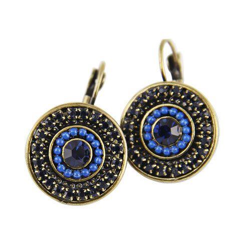  Circular Dark Blue Drop Earrings