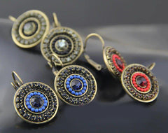  Circular Dark Blue Drop Earrings
