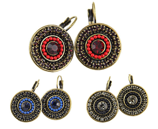  Circular Dark Blue Drop Earrings
