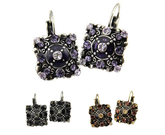 3 x Vintage Square Earrings Set
