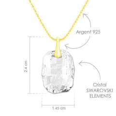 24K Gold white Crystal Pendant Necklace Jewellery Set