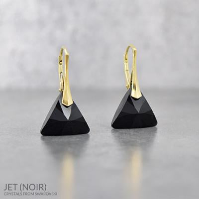 24K Gold Jet Triangle Earrings