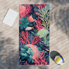 coral life Beach Towel