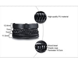 4 Piece Set Handmade Black Adjustable Mens Bracelet Set- delte