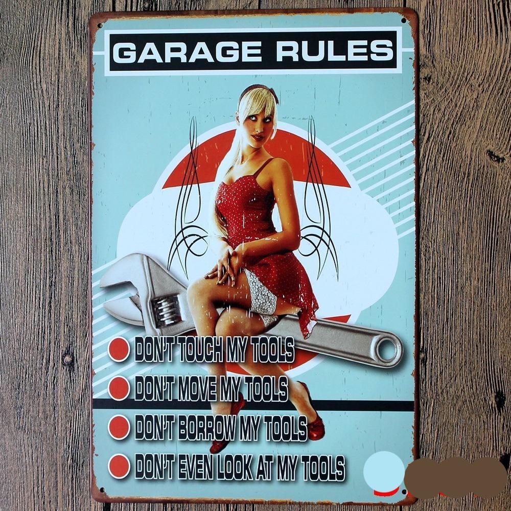 Garage Rule Tin Sign Poster