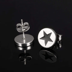 Stainless Steel Star Earrings For Men
