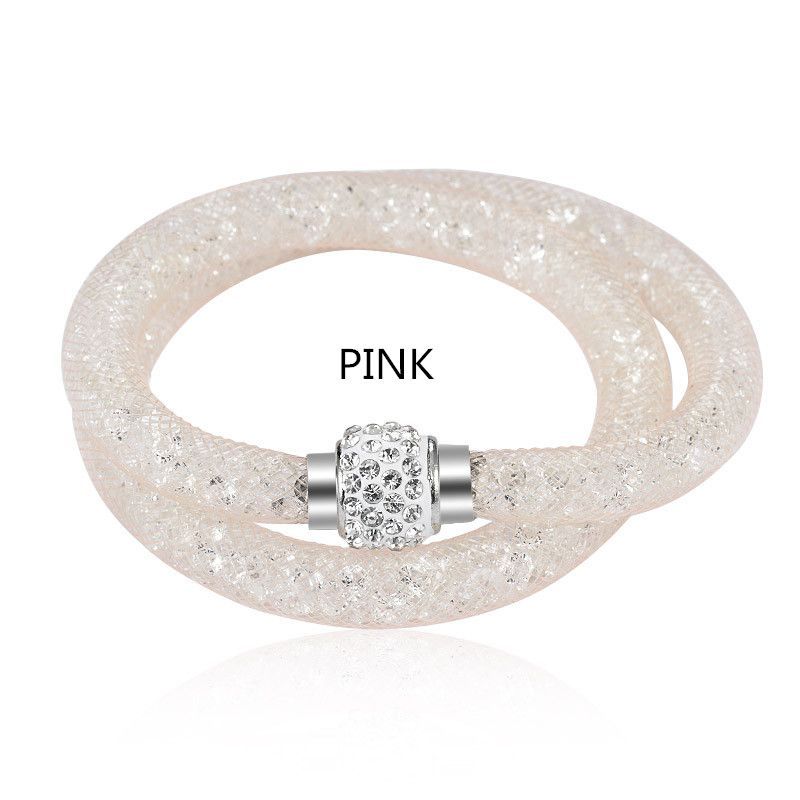 Crystal Mesh Bracelets Set pink