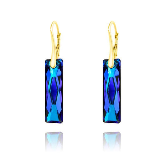 24K Gold Heart Earrings Blue