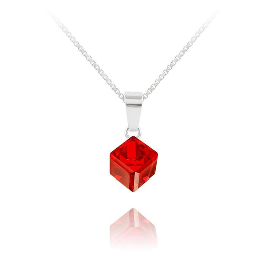 Crystal  Light Siam Cube Necklace