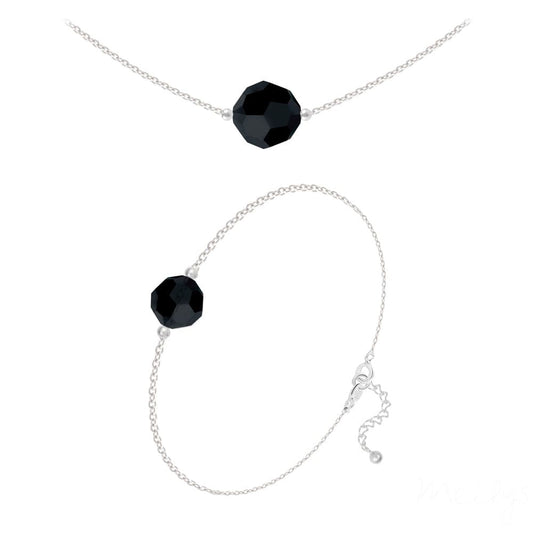 Jet Black Necklace & Bracelet Fine Jewellery Set