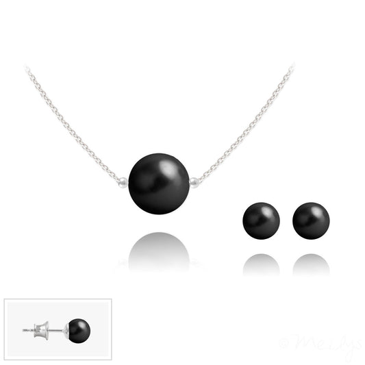 Silver and Black  Pearl Fine Jewellery Set