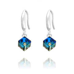 Blue Crystal Cube Earrings