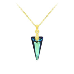 24K   Silver  Gold  Blue Pendant Necklace with Swarovski Crystal